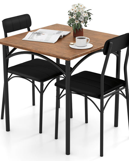 Giantex Square Kitchen Table with 2 Upholstered Armless Chairs | Space-Saving Dinette Set for Small Spaces