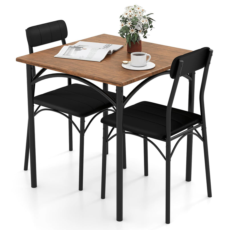 Giantex Square Kitchen Table with 2 Upholstered Armless Chairs | Space-Saving Dinette Set for Small Spaces