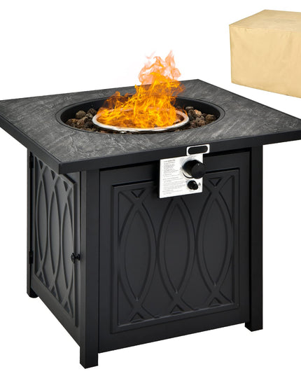 Giantex Outside Propane Fire Pit - 50,000 BTU/14.65KW Fire Pit Table, 32 Inch, Black