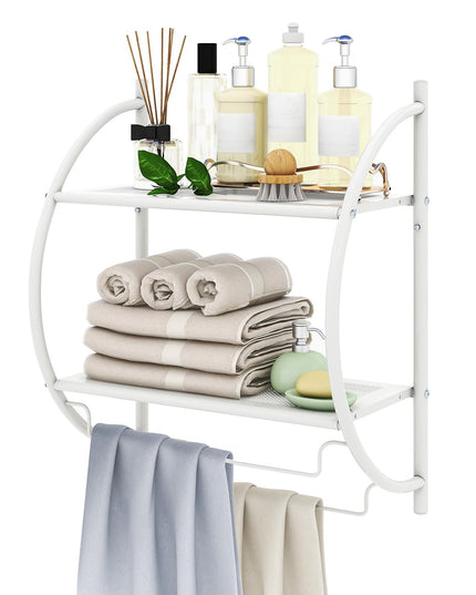 Giantex Bathroom Shelf with Towel Rack - 2 Tier Rustproof Over The Toilet Storage Shelf