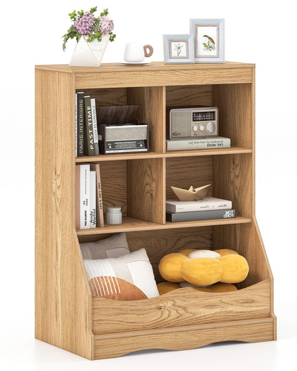 Giantex Storage Cabinet, Small Bookshelf, Short Bookcase with 4 Open Storage Cube & Bottom Compartment