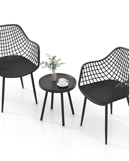 Giantex 3 Piece Patio Furniture Set, Outdoor Bistro Table and Chairs Set of 2, PP Seat & Metal Legs