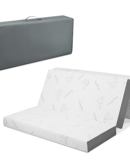 Giantex 4 Inch Tri Folding Mattress,CertiPUR-US Gel-Infused Memory Foam with Bamboo Cover Carry Bag