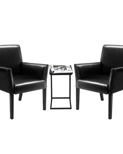 Giantex Reception Guest Chairs and C-Shaped End Table 3Pcs Set
