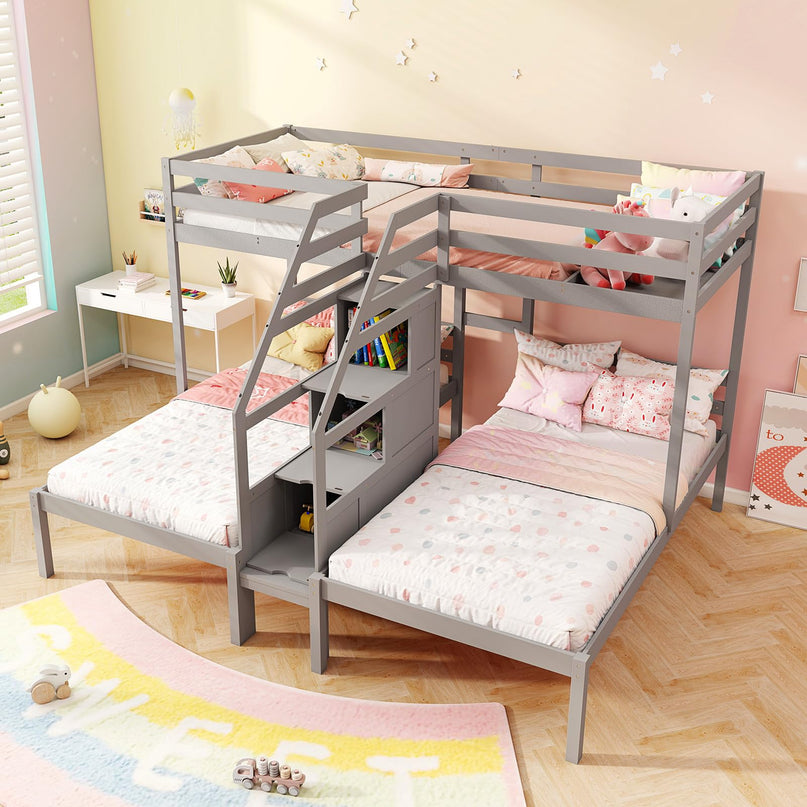 Giantex Twin Over Twin & Twin Bunk Bed for Kids Teens