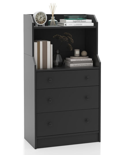 Giantex 3 Drawers Dresser for Bedroom - Modern Storage Dresser Chest of Drawers with 2 Shelves, 3 Pull-Out Drawers