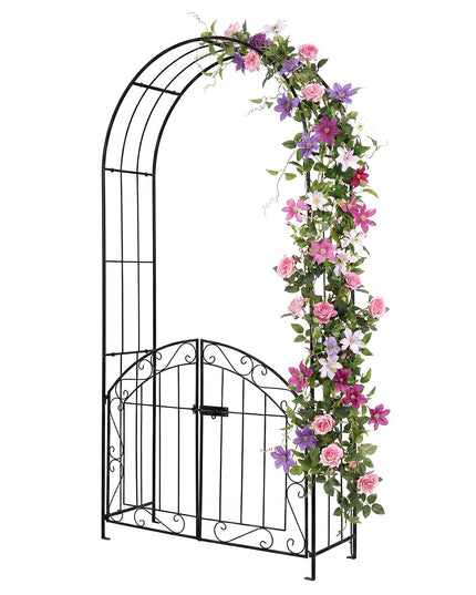 Giantex 79" H x 39" W Garden Arch with Gate & Safety Latch