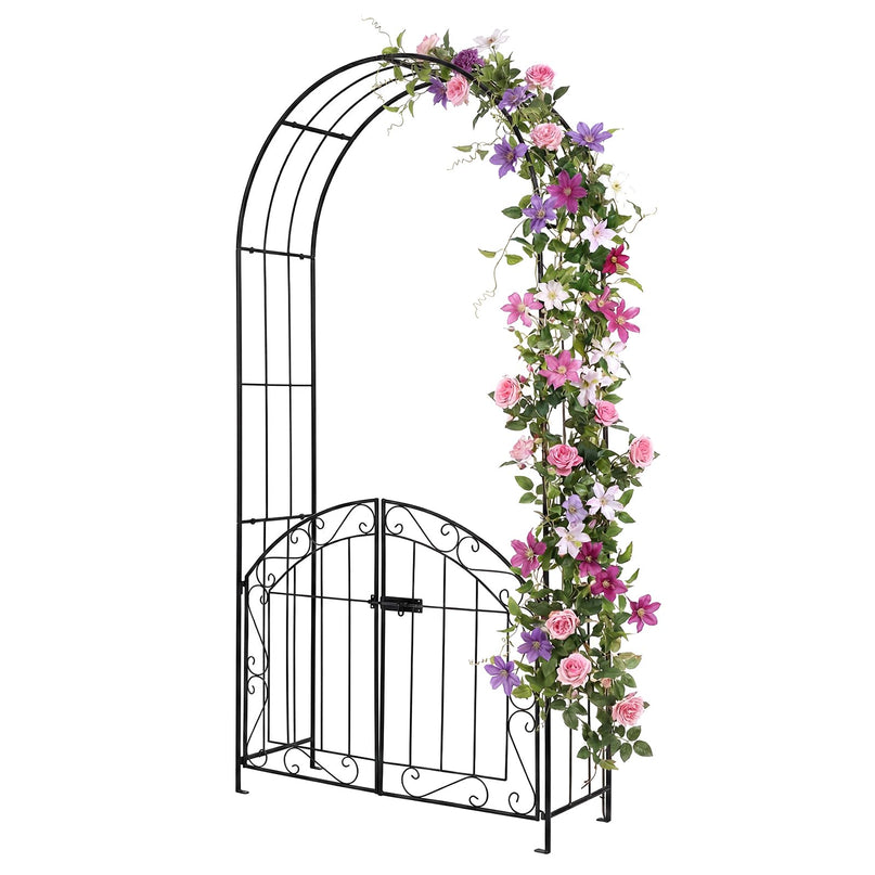 Giantex 79" H x 39" W Garden Arch with Gate & Safety Latch