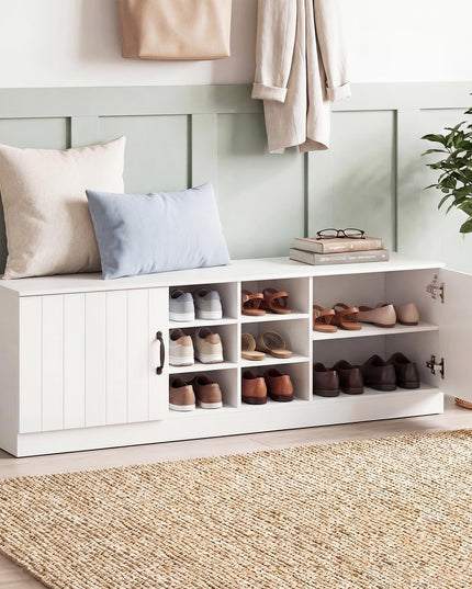Giantex 2-Door Shoe Storage Bench Wooden Entryway Bench