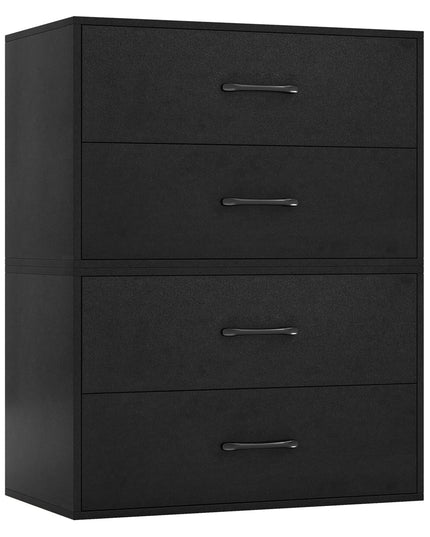 Giantex Stackable Drawers for Closet, 2-Drawer Short Dresser, Multi-Purpose Storage Cube with Anti-Scratch Pads(1/2, Black)