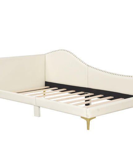 Giantex Upholstered Daybed, Rivet-Tufted Platform Bed with Headboard