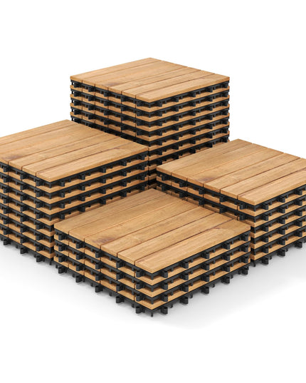 Giantex 30 PCS Acacia Wood Interlocking Patio Deck Tiles