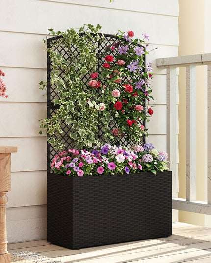Jardinière haute en rotin PE Giantex 58"/49" avec doublure et drainage