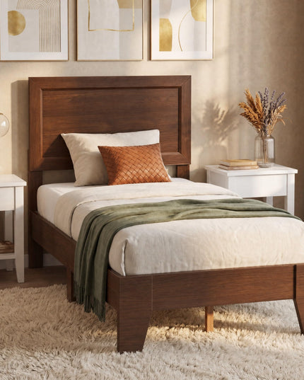 GIANTEX Twin/ Full/Queen Size Wooden Bed Frame with Heavy Duty Mattress Foundation