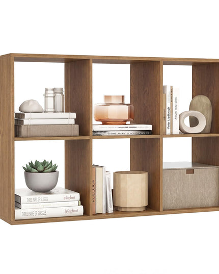 Giantex 6-Cube Bookcase White Cubby Bookshelf w/Back Guardrail & Anti-Tipping Kits