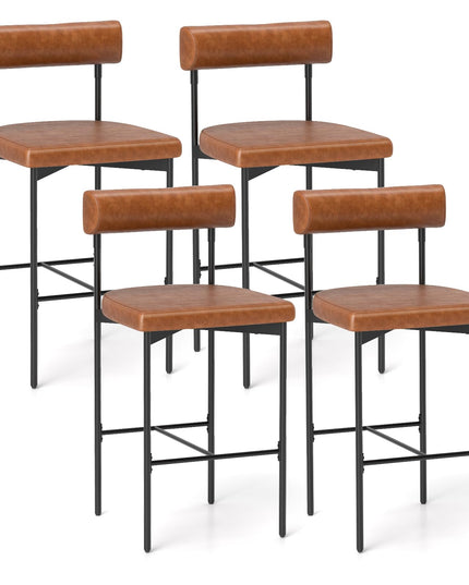 Giantex Counter Height Bar Stools, 26 Inch Upholstered Bar Chairs with Back