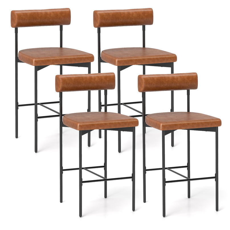 Giantex Counter Height Bar Stools, 26 Inch Upholstered Bar Chairs with Back