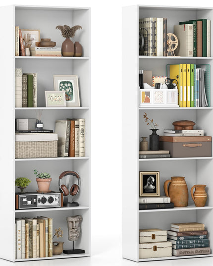 Giantex Tall Bookcase with 5 Open Compartments for Living Room
