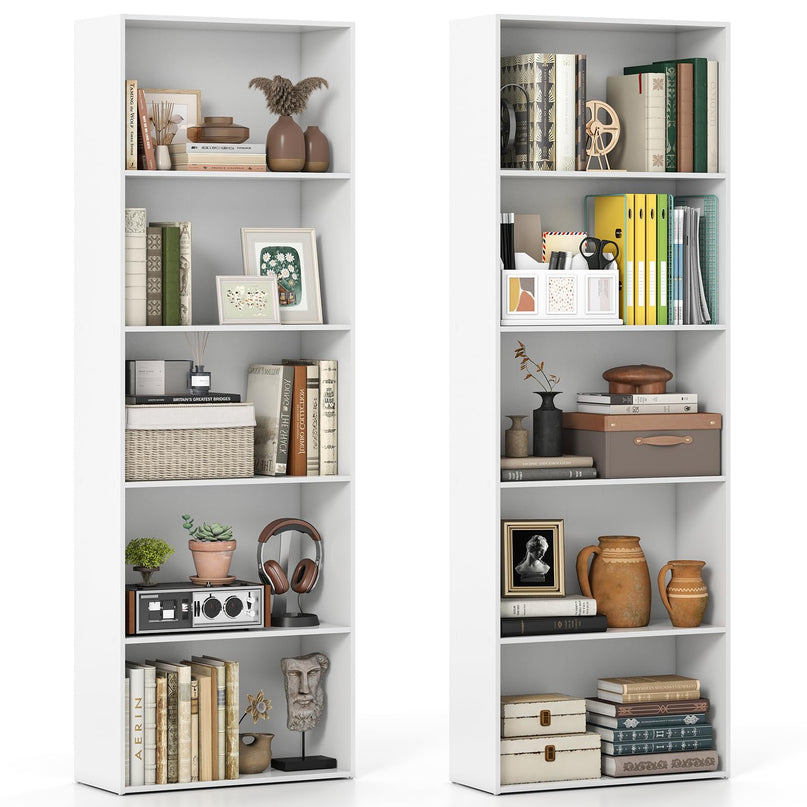 Giantex Tall Bookcase with 5 Open Compartments for Living Room