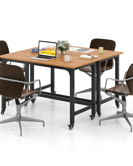 Giantex Conference Table, 48" Rectangular Mobile Meeting Room Desk with Removable Storage Bag & 2 Hanging Hooks