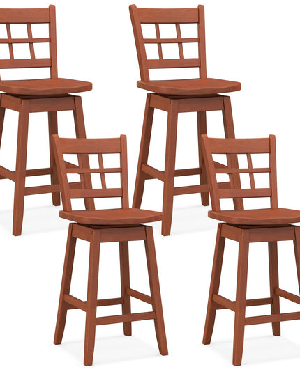 Giantex Bar Stools, Farmhouse Swivel Barstools with 6-Grid Hollow Back & Ergonomic Contoured Seat