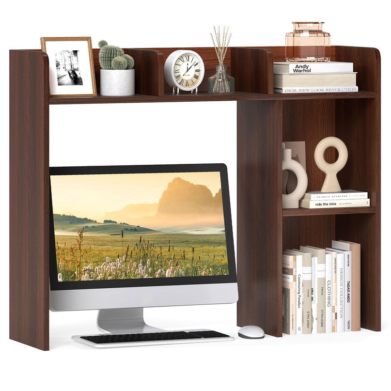 Giantex Étagère de Bureau, Organiseur en Bois pour Écran d'Ordinateur 27 Pouces