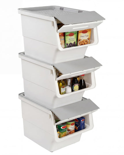 Bacs de Rangement Empilables en Plastique Giantex avec Couvercles et Roues
