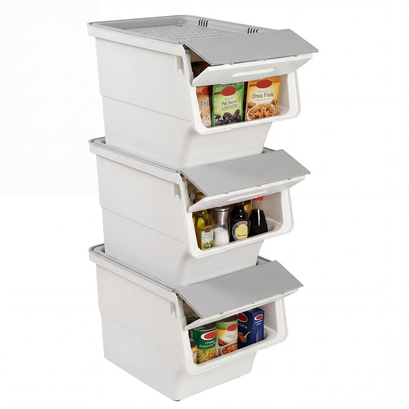 Giantex Plastic Stackable Storage Bins with Lids & Wheels