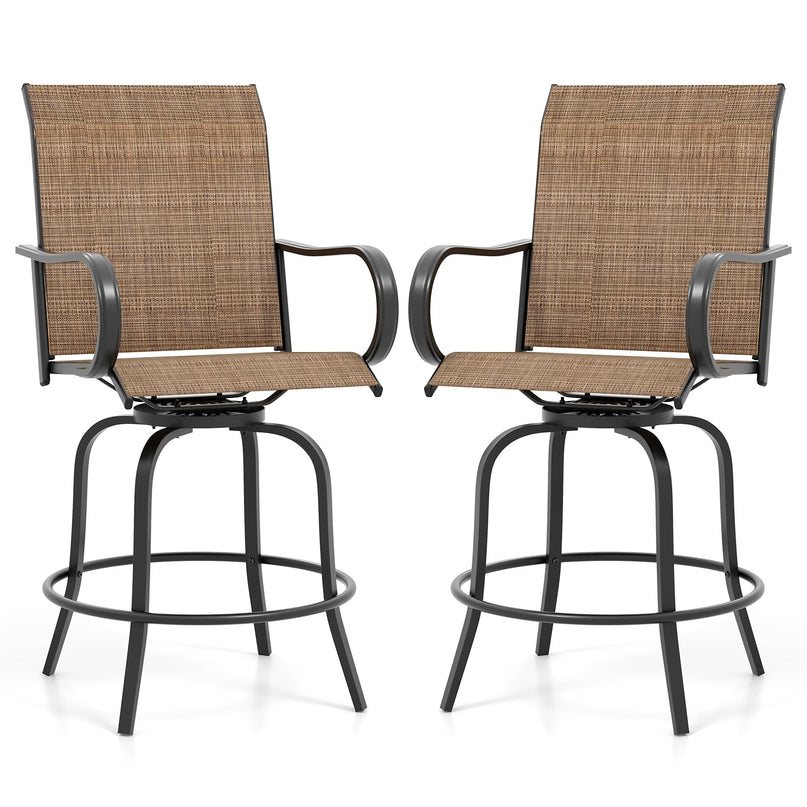 Giantex Swivel Outdoor Bar Stools, All-Weather Bar Height Patio Chairs