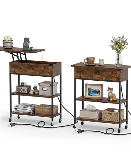 Giantex Lift Top End Table with Charging Station