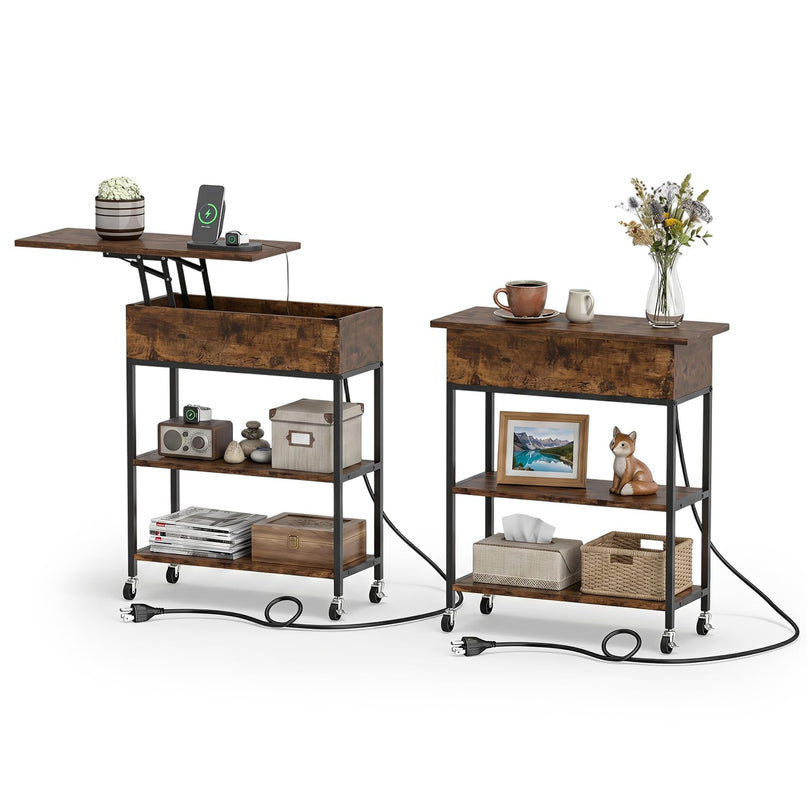 Giantex Lift Top End Table with Charging Station