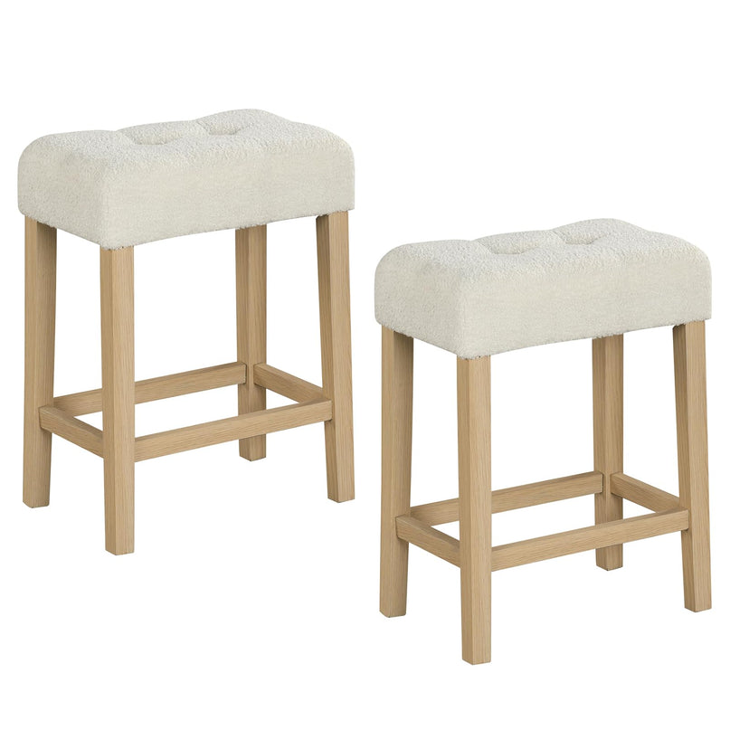 Giantex Sherpa Bar Stools, 24" Counter Height Kitchen Bar Stools with Cushioned Seat
