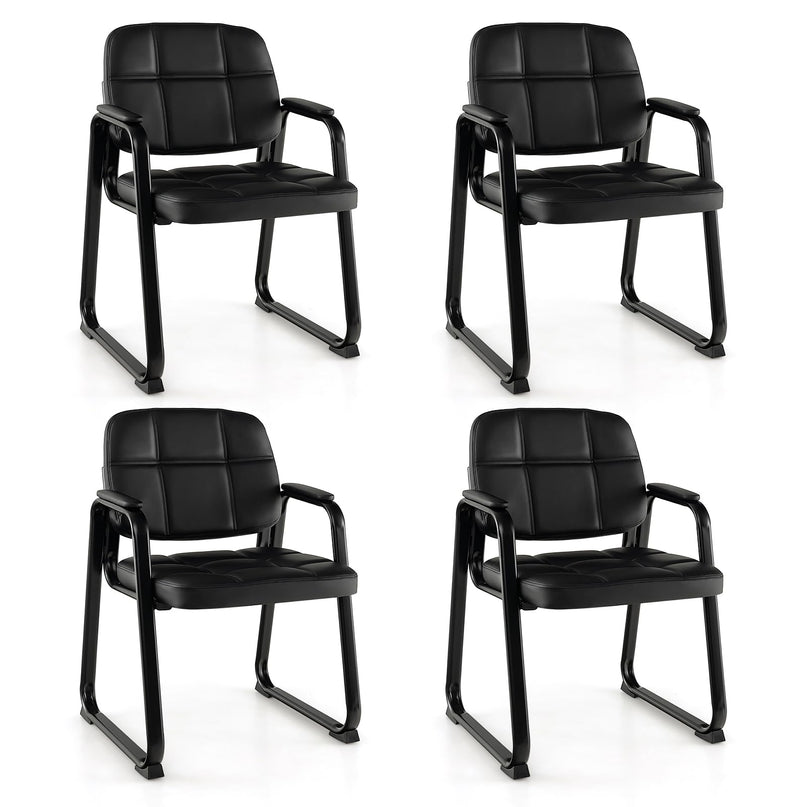 Giantex Waiting Room Chairs, Reception Guest Chair with Padded Armrests, Metal Frame & Sled Base