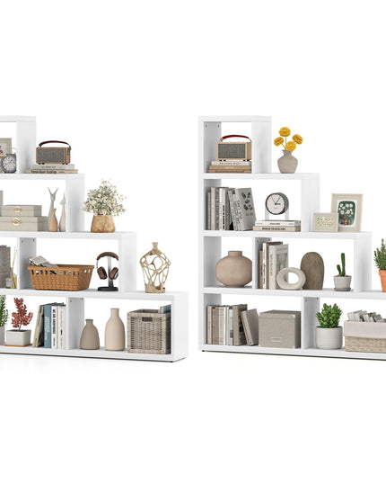 Giantex 6 Cube Geometric Bookshelf, 4-Tier L-Shaped Bookcase with Cubes