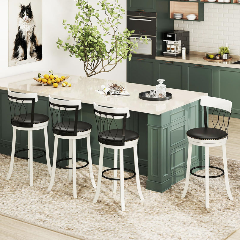 Giantex Bar Stools Set of 2/4 with Footrest for Kitchen Island & Pub