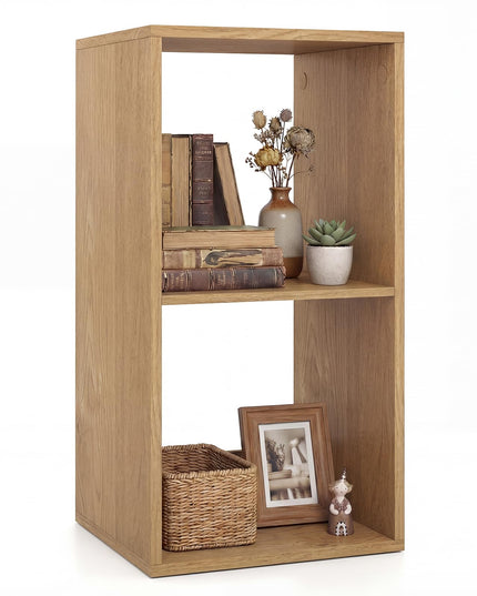 Giantex 2-Cube Bookcase White Cubby Bookshelf w/Back Guardrail & Anti-Tipping Kits