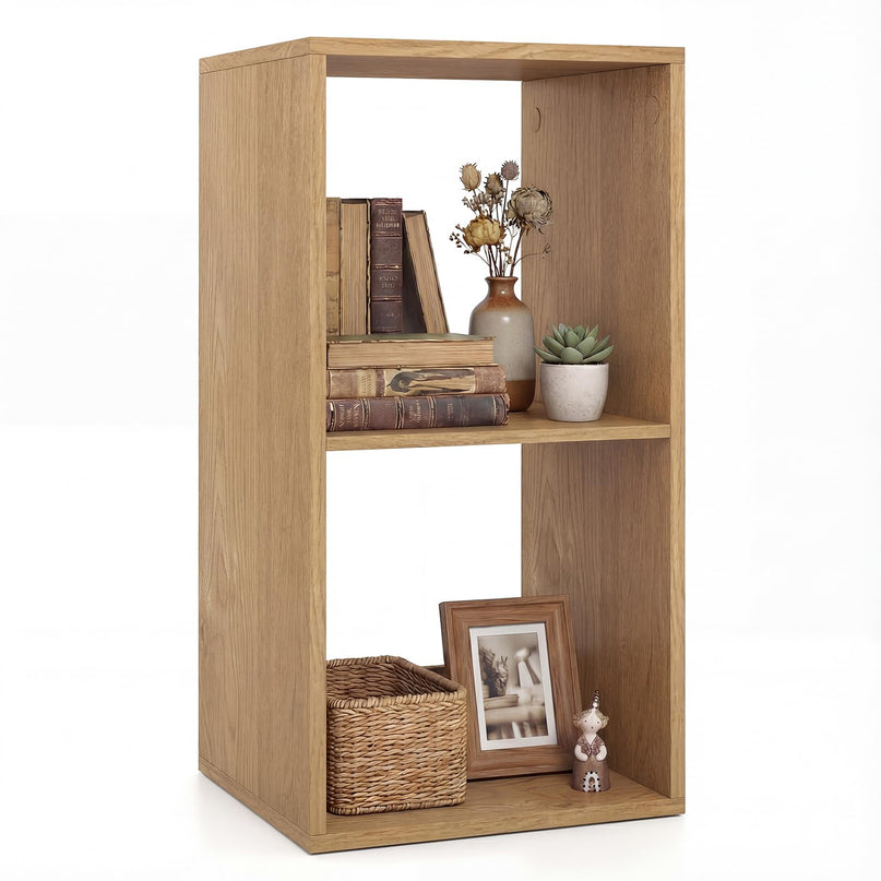 Giantex 2-Cube Bookcase White Cubby Bookshelf w/Back Guardrail & Anti-Tipping Kits