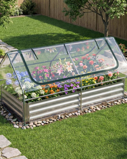 Giantex 3-in-1 Metal Raised Garden Bed with Greenhouse Cover