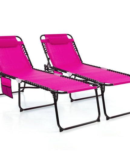 Folding Chaise Lounge Chair, Adjustable Beach Chair, Folding Patio Recliner