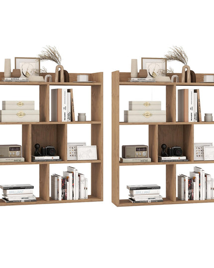 Giantex 7 Cube Bookshelf, Free-standing Wooden Bookcase, 4 Tier Home Display Shelf, Horizontal Storage Unit w/Anti-Toppling Devices