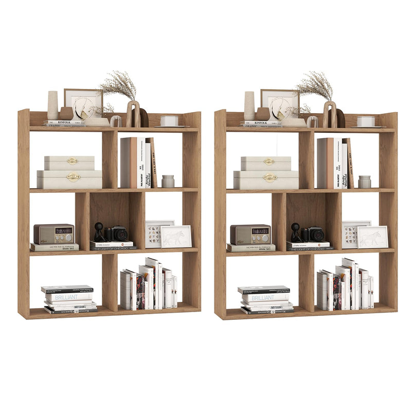 Giantex 7 Cube Bookshelf, Free-standing Wooden Bookcase, 4 Tier Home Display Shelf, Horizontal Storage Unit w/Anti-Toppling Devices