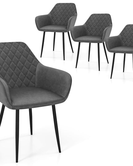 Giantex Mid Century Modern Dining Chairs Set of 2/4, Upholstered Accent Chairs w/Curved Backrest, Wide Seat & Armrests