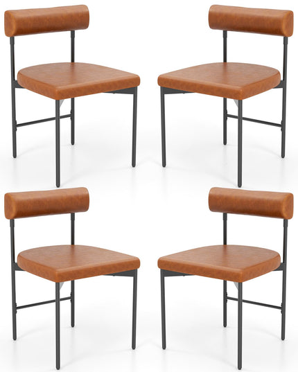 Giantex Dining Chairs, Faux Leather Upholstered Kitchen Side Chair with Padded Backrest and Cushion, Metal Legs
