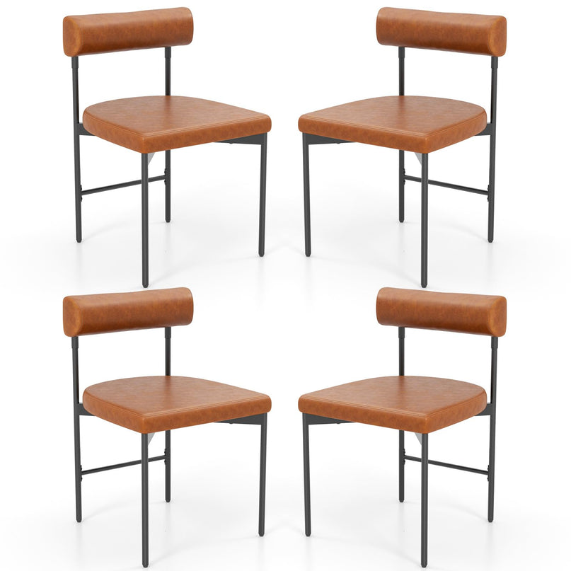 Giantex Dining Chairs, Faux Leather Upholstered Kitchen Side Chair with Padded Backrest and Cushion, Metal Legs