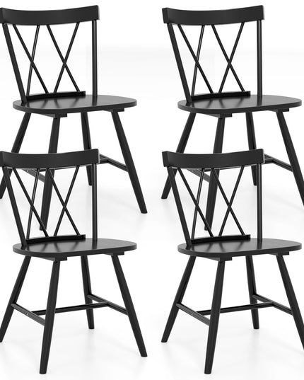 Giantex Wooden Dining Chairs Set of 2/4, Farmhouse Windsor Kitchen Chairs w/Cross Back, Wide Seat