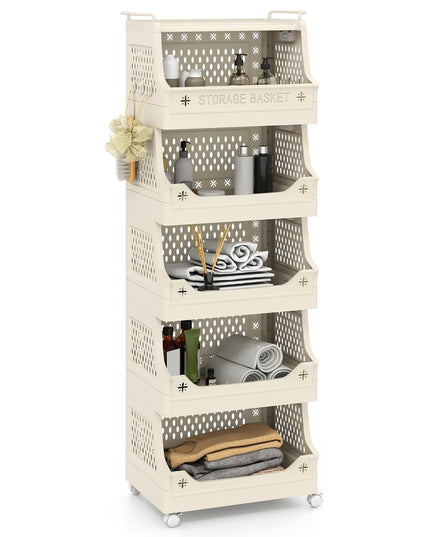 Giantex 3/4/5 Tier Rolling Laundry Cart with Wheels for Laundry Room