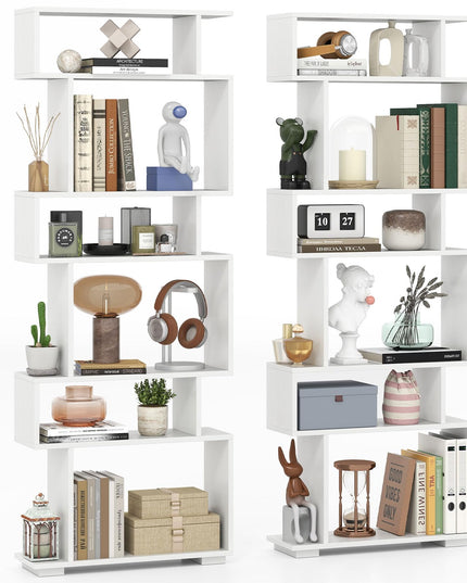 Giantex 6 Tier Geometric Bookshelf with 2 Anti Tipping Kits