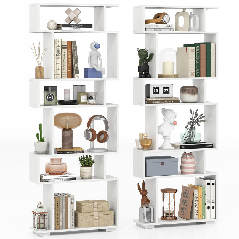 Giantex 6 Tier Geometric Bookshelf with 2 Anti Tipping Kits