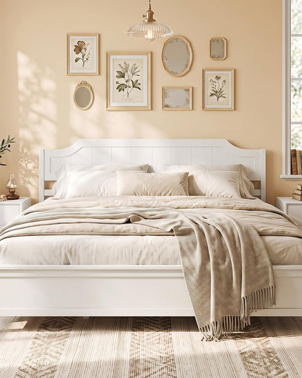 GIANTEX Twin/Full/Queen/King Size Wooden Bed Frame with Headboard