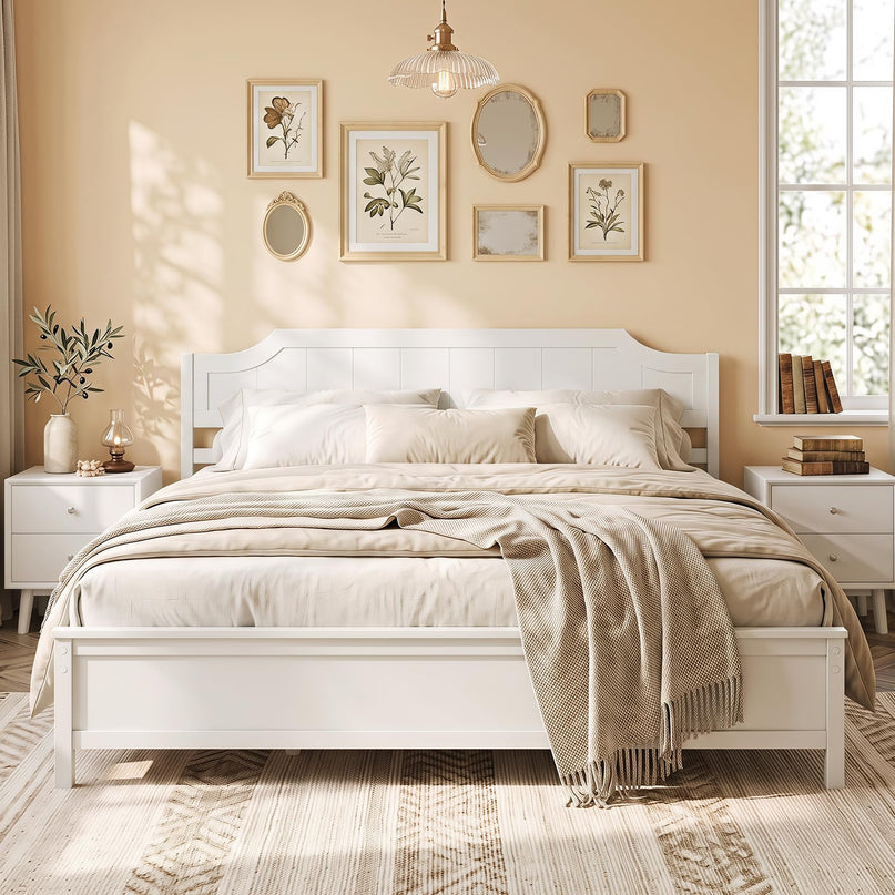 GIANTEX Twin/Full/Queen/King Size Wooden Bed Frame with Headboard